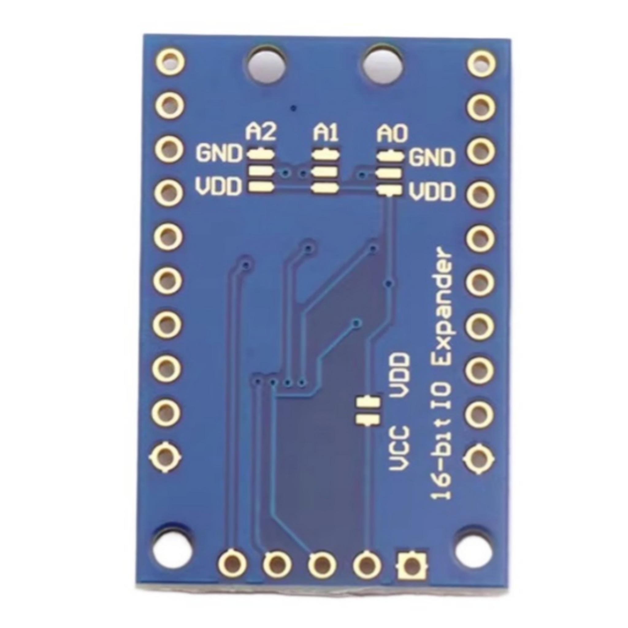 PCF8575 back — A0, A1, A2 address solder pads